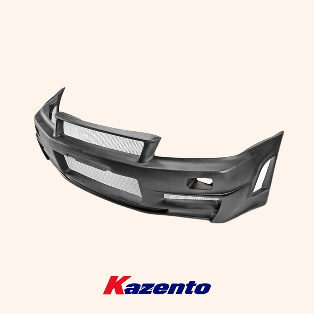 Kazento For Nissan Skyline R34 (GTT only) ZT Fiberglass Unpaint Front Bumper Body Kits Kazento Carbon Parts 车身侧板 R34-FB-ZT-GTT-FRP