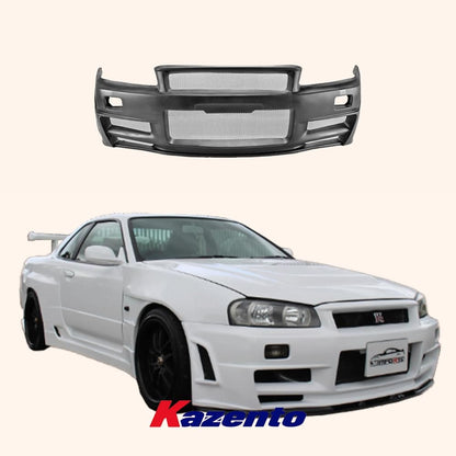 Kazento For Nissan Skyline R34 (GTT only) ZT Fiberglass Unpaint Front Bumper Body Kits Kazento Carbon Parts 车身侧板 R34-FB-ZT-GTT-FRP