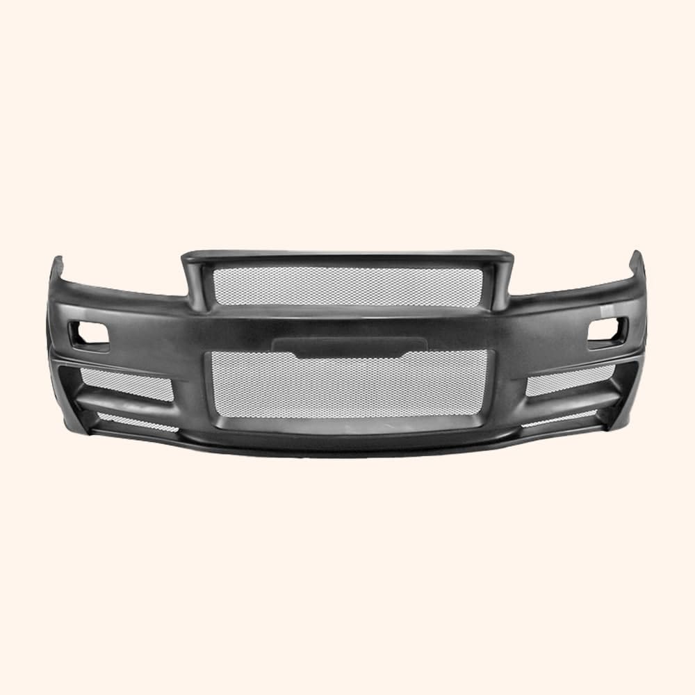 Kazento For Nissan Skyline R34 (GTT only) ZT Fiberglass Unpaint Front Bumper Body Kits Kazento Carbon Parts 车身侧板 R34-FB-ZT-GTT-FRP