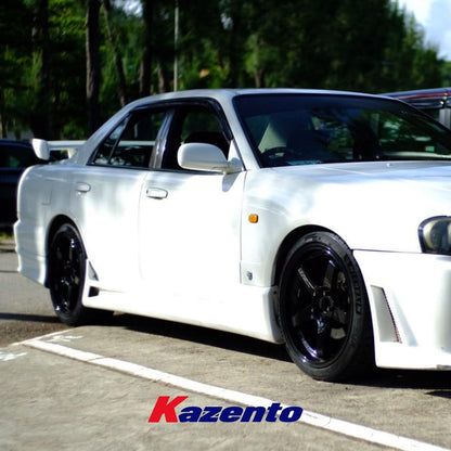 Kazento For Nissan Skyline R34 HR34 (4Dr only) TT Style Fiberglass Unpaint Side Skirts Kazento Carbon Parts 车身侧板 R34-SS-TT-4DR-FRP