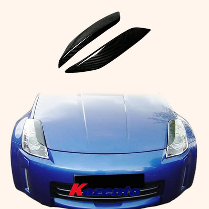 Kazento For Nissan Z33 350Z 2003-08  Carbon Fiber Front Bumper Hood Eyelid Eyebrow Pair