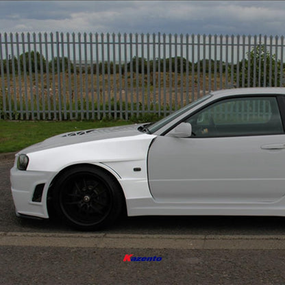 Kazento For R34 Gtr Bnr34 For Nissan Bv2 Style Front Vented Fender Fiber Glass Kazento Carbon Parts 车身侧板 R34-FF-BV2-GTR-FRP