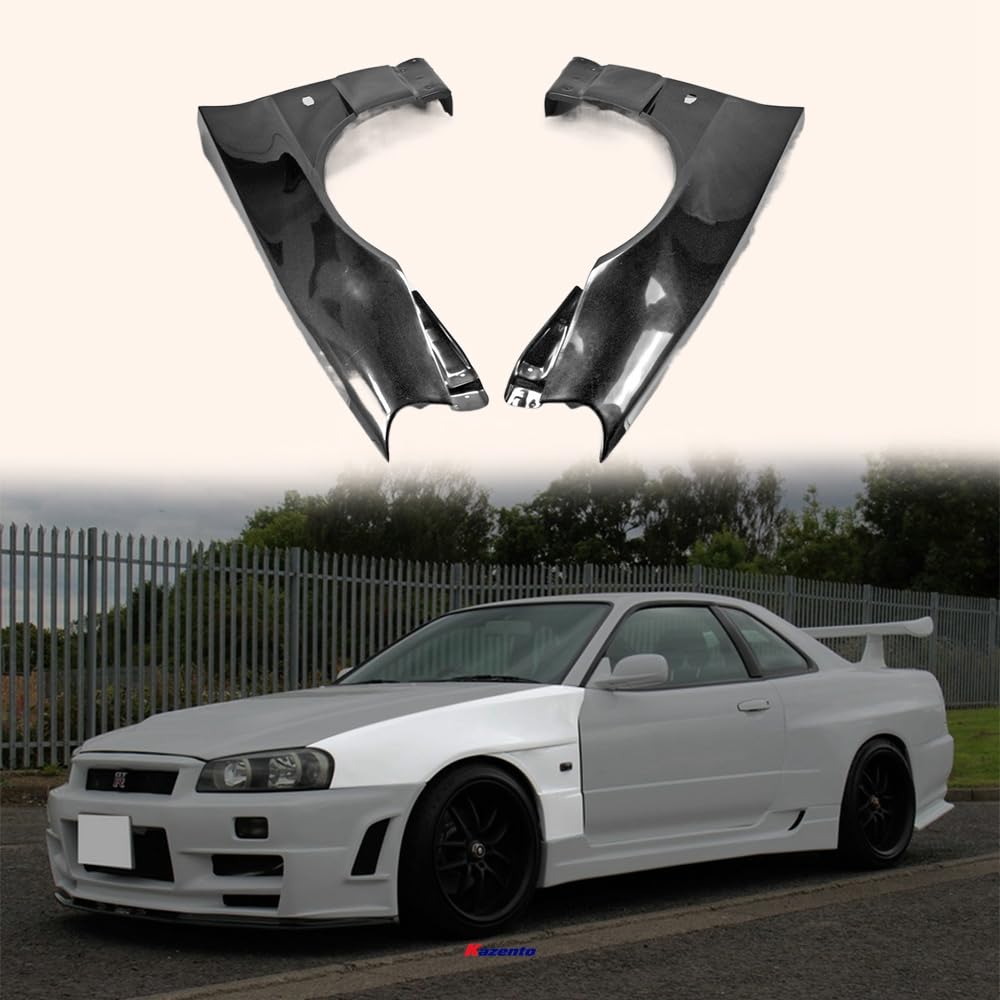Kazento For R34 Gtr Bnr34 For Nissan Bv2 Style Front Vented Fender Fiber Glass Kazento Carbon Parts 车身侧板 R34-FF-BV2-GTR-FRP