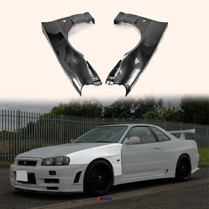 Kazento For R34 Gtr Bnr34 For Nissan Bv2 Style Front Vented Fender Fiber Glass Kazento Carbon Parts 车身侧板 R34-FF-BV2-GTR-FRP