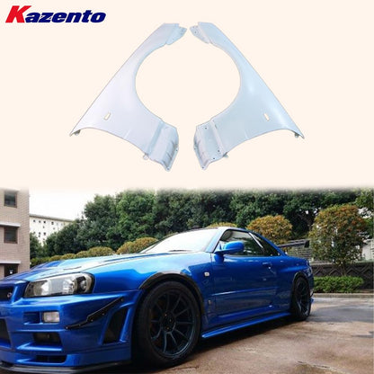 Kazento For R34 Gtr For Nissan Skyline Oem-Style Front Fender Fiber Glass Kazento Carbon Parts 车身侧板 R34-FF-OE-GTR-FRP