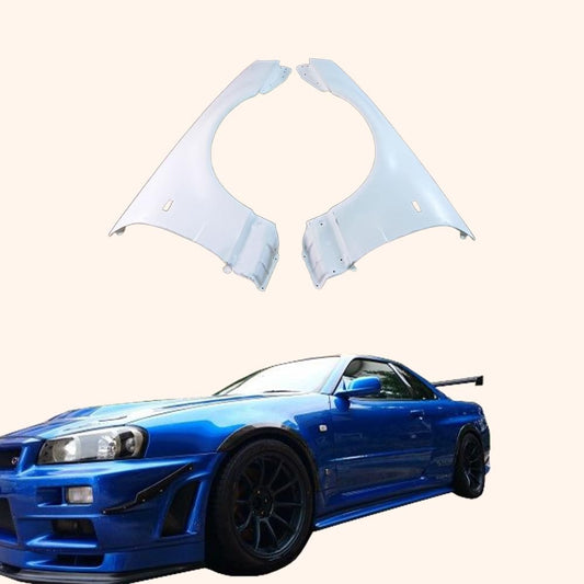 Kazento For R34 Gtr For Nissan Skyline Oem-Style Front Fender Fiber Glass Kazento Carbon Parts 车身侧板 R34-FF-OE-GTR-FRP