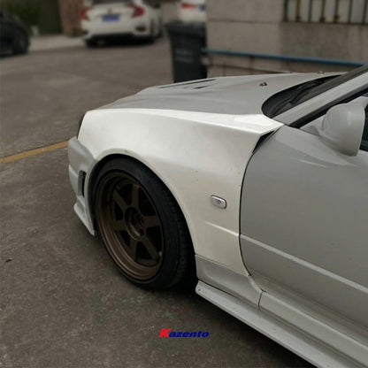 Kazento For R34 Gtt Zt Type For Nissan Front Fender (Can Only Fitted With Conversion Side & Rear Fender) Fiber Glass Kazento Carbon Parts 车身侧板 R34-FF-ZT-GTT-FRP