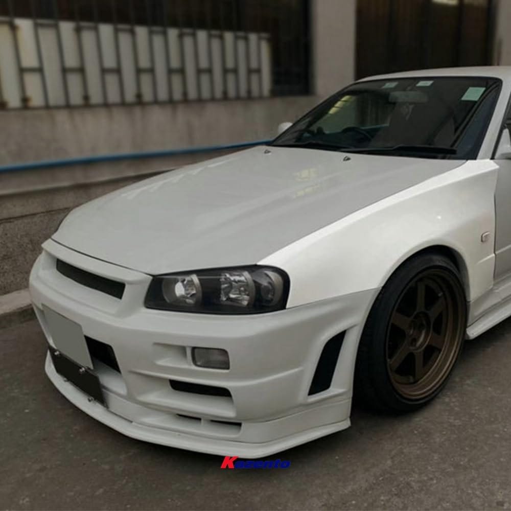 Kazento For R34 Gtt Zt Type For Nissan Front Fender (Can Only Fitted With Conversion Side & Rear Fender) Fiber Glass Kazento Carbon Parts 车身侧板 R34-FF-ZT-GTT-FRP