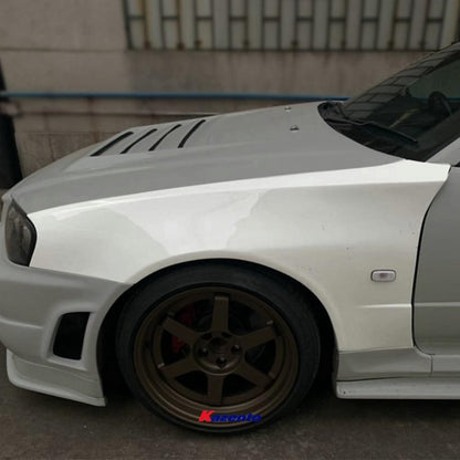 Kazento For R34 Gtt Zt Type For Nissan Front Fender (Can Only Fitted With Conversion Side & Rear Fender) Fiber Glass Kazento Carbon Parts 车身侧板 R34-FF-ZT-GTT-FRP