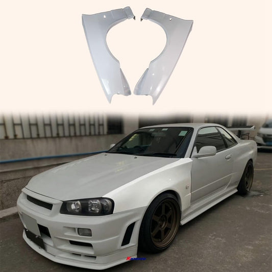 Kazento For R34 Gtt Zt Type For Nissan Front Fender (Can Only Fitted With Conversion Side & Rear Fender) Fiber Glass Kazento Carbon Parts 车身侧板 R34-FF-ZT-GTT-FRP