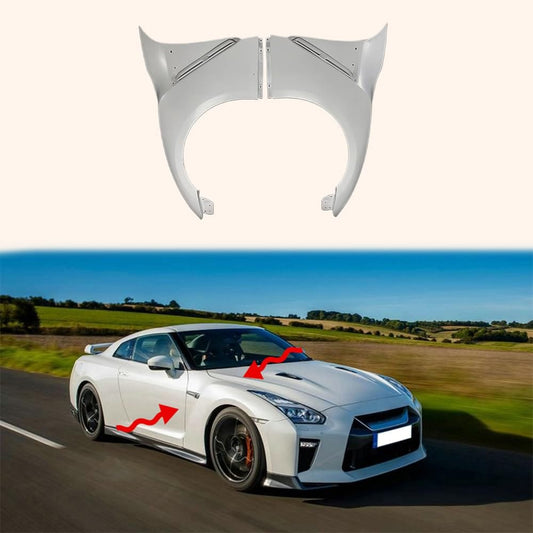 Kazento For R35 Gtr Oem For Nissan Front Fender (With Fender Vents) Fiber Glass Kazento Carbon Parts 车身侧板 R35-FF-OE-FRP
