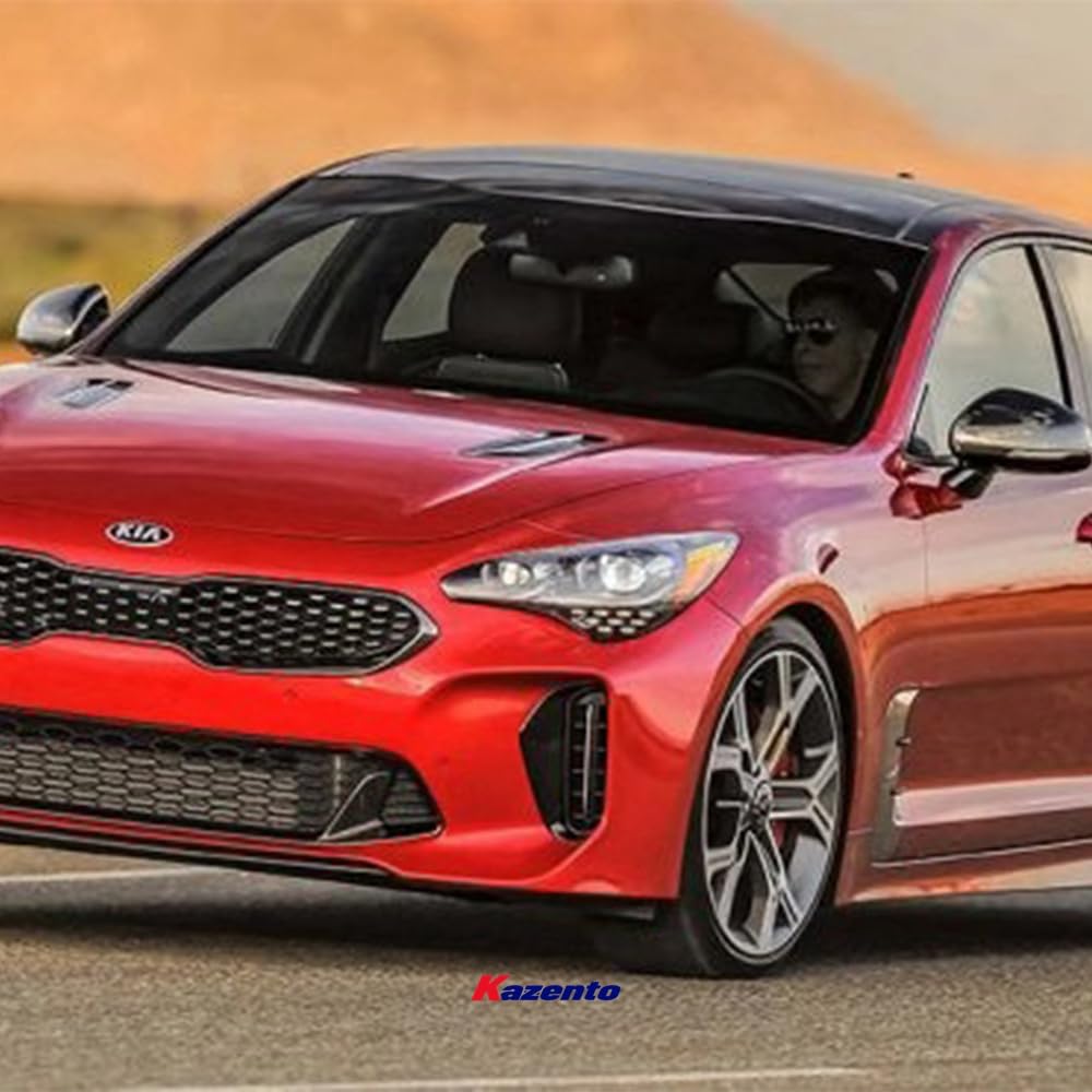 Kazento For Stinger For Kia Side Mirror Cover (Stick On) Rearview Mirror Guard Covers Carbon Fiber