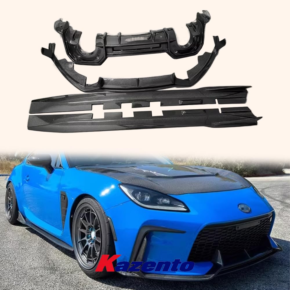 Kazento For Subaru (BRZ Only) 2022+ AD Style Carbon Front Lip Side Skirts Rear Lip 4pcs Kazento Carbon Parts 车身侧板 BRZ22-AERO-AR-CF