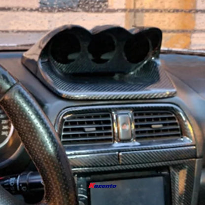 Kazento For Subaru Impreza WRX 9th 2002-07 GD Triple Gauge Pod 60mm Dashboard Carbon
Fiber Cover