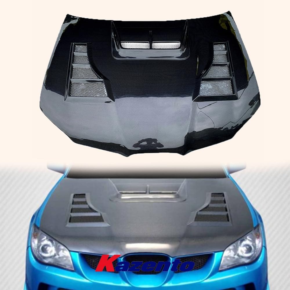 Kazento For SUBARU WRX STI 2006 2007 KZ Style Carbon Fiber Vented Cooling Hood Bonnet