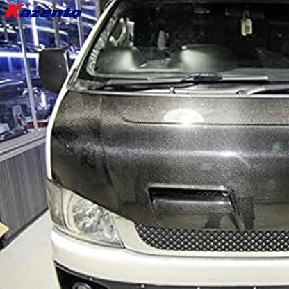 Kazento For Toyota Commuter 2010 Hiace H200 KZ Style Carbon Fiber Vented Hood Bonnet Kazento Carbon Parts 车身侧板 HIACE-HOOD-CF