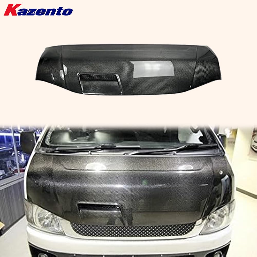 Kazento For Toyota Commuter 2010 Hiace H200 KZ Style Carbon Fiber Vented Hood Bonnet Kazento Carbon Parts 车身侧板 HIACE-HOOD-CF