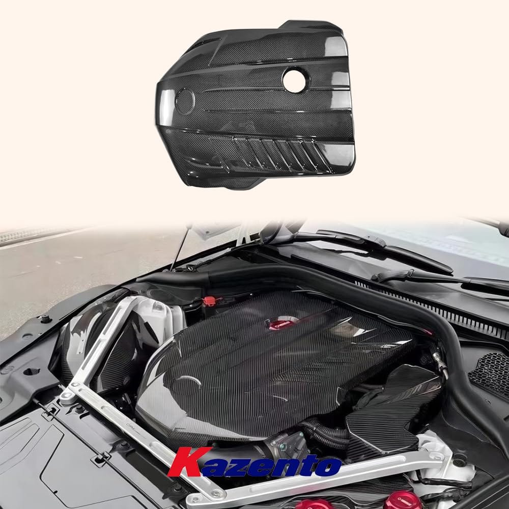 Kazento For TOYOTA Supra A90 2019-2022 Carbon Fiber KZ Style Hood Bonnet Engine Trim Cover Plate