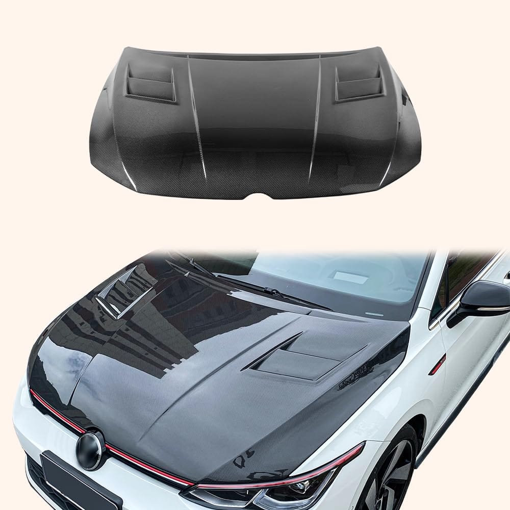 Kazento For VW Golf 8 R GTI Hatchback 2019-24 Carbon KZ Style Front Vented Cooling Hood Kazento Carbon Parts 车身侧板 GOLF8-HOOD-KZ-CF