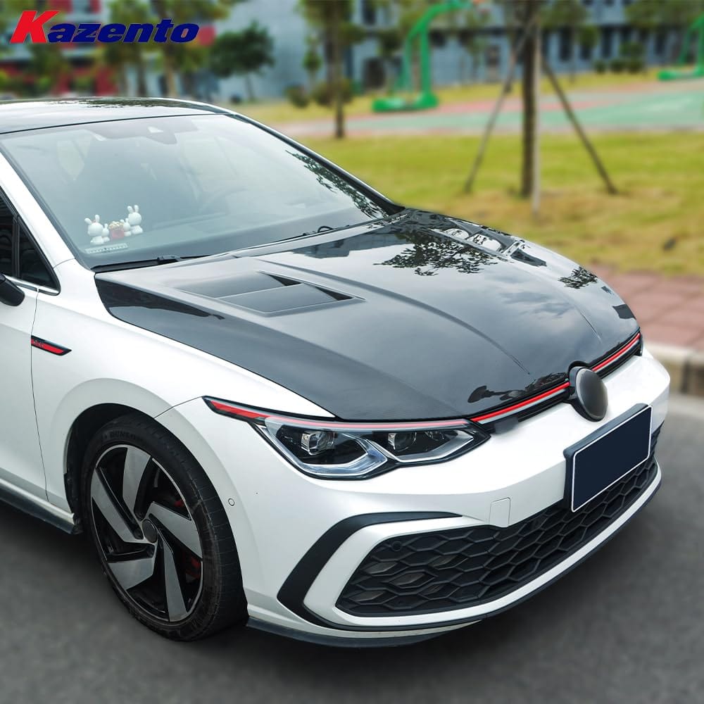 Kazento For VW Golf 8 R GTI Hatchback 2019-24 Carbon KZ Style Front Vented Cooling Hood