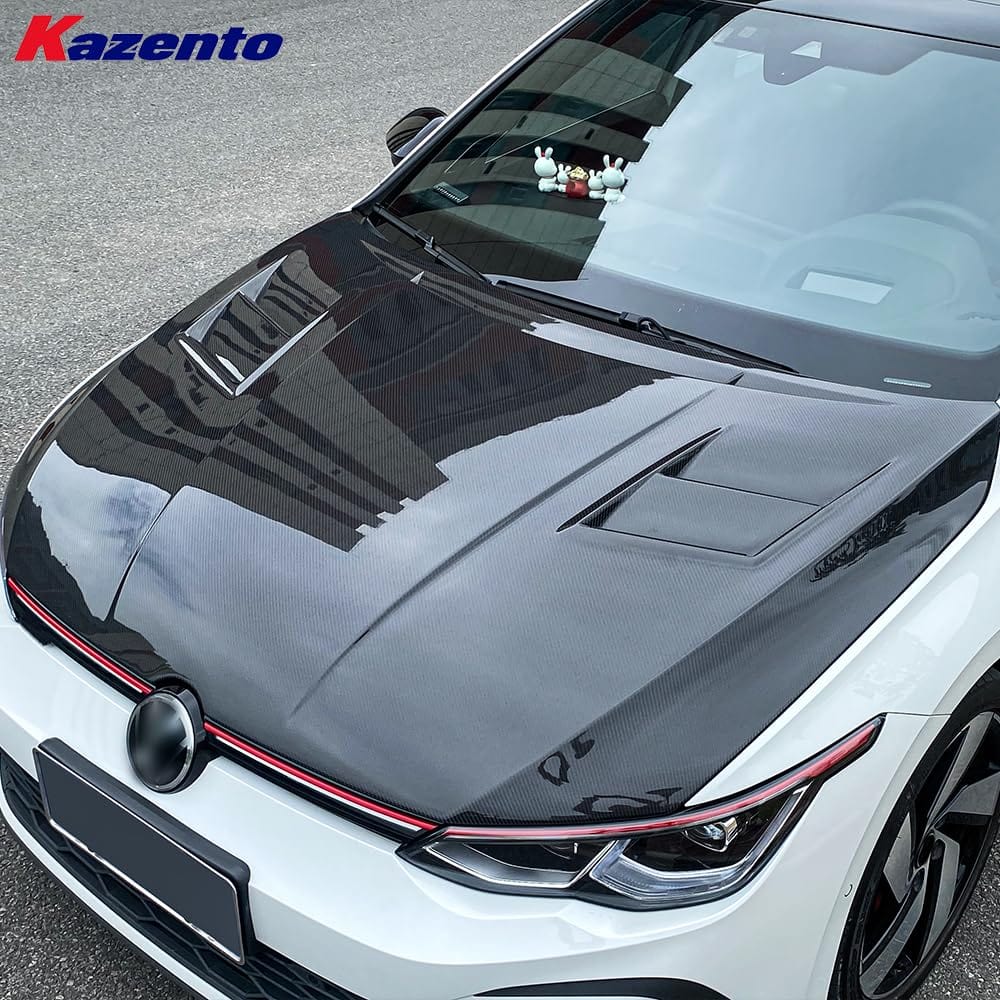Kazento For VW Golf 8 R GTI Hatchback 2019-24 Carbon KZ Style Front Vented Cooling Hood