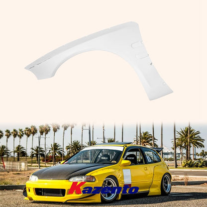 Kazento Wide Body Front Fender For Honda EG Civic Hatch Back RB Style FRP Unpaint Shipping from the USA