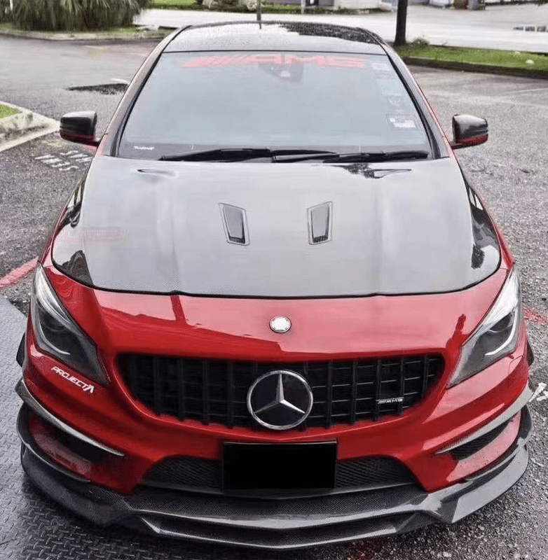 Mercedes W117 CLA200 CLA250 CLA260 CLA45 AMG Vent Bonnet Hood 2013-19 Kazento Carbon Parts Carbon Fiber W117-HOOD-LY2-CF