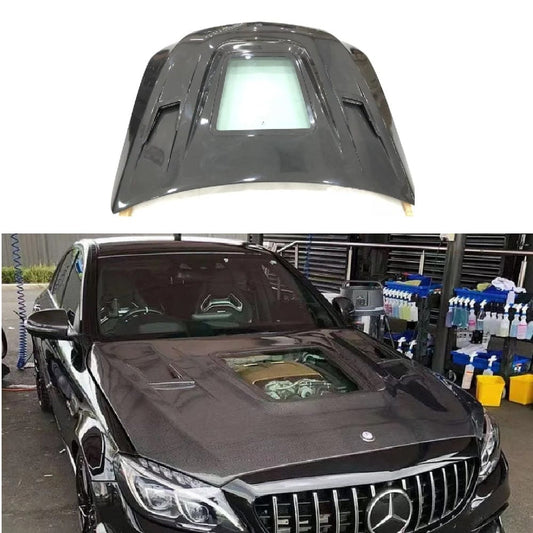 Mercedes W205 C63 AMG Front Vented Hood W/Transparent Window 2015-2022