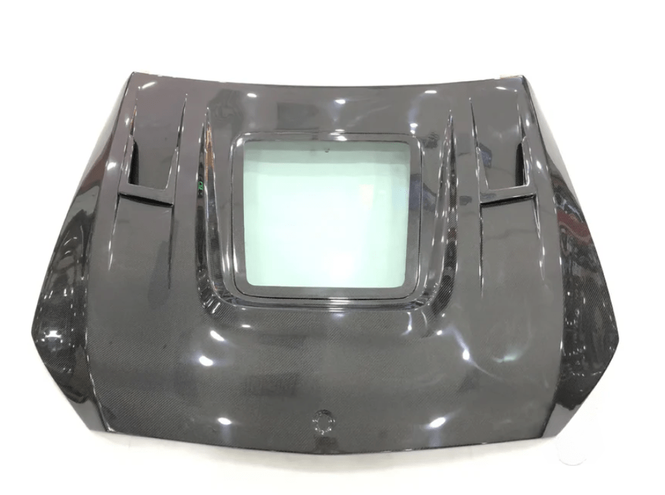 Mercedes W205 C63 AMG Front Vented Hood W/Transparent Window 2015-2022 Kazento Carbon Parts