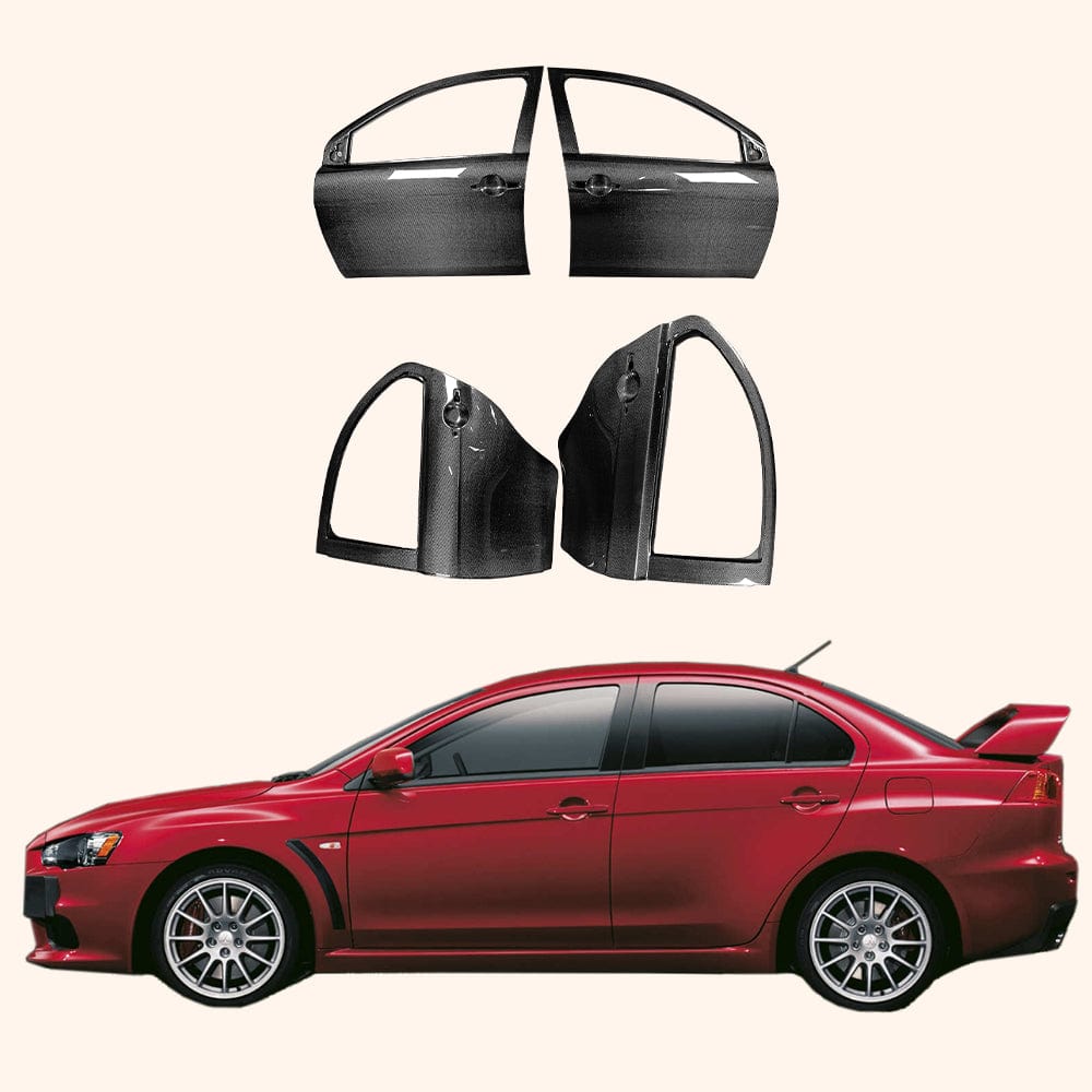 Mitsubishi X EVO 10 CZ4A 07-16 Double Carbon OE Side Outter Door 4pcs Kazento Carbon Parts Carbon Fiber (Double Side Carbon) EVO10-OUTDOOR-OE-2CF