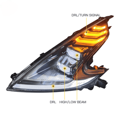 Nissan 370Z Z34 OEM LED Lightning Bolt Head Lights 2008-2021 Pair