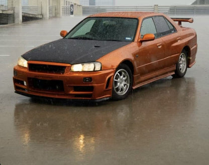 Nissan Skyline R34 GTR V-Spec II Style Front Vented Hood Bonnet Kazento Carbon Parts Bonnets/Hoods