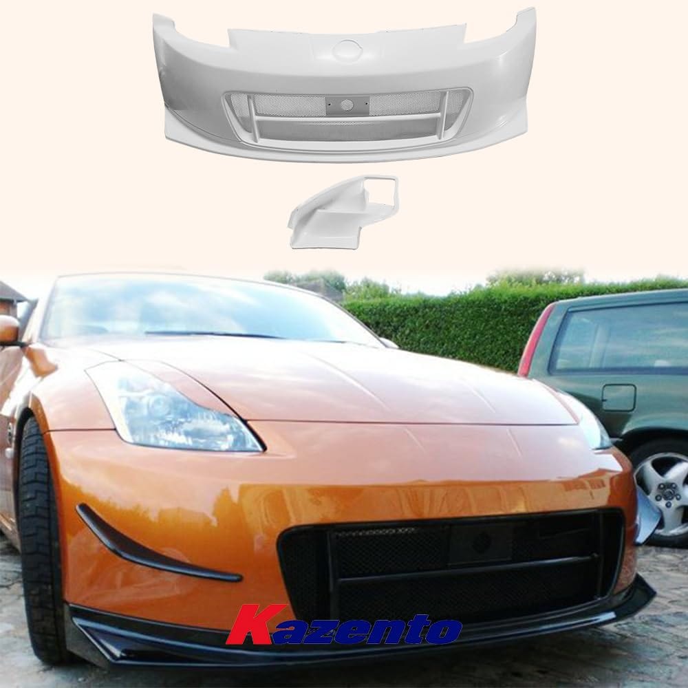 Nissan Z33 350Z NIS Version 2 Front Bumper With Air Duct 2002-2008 Kazento Carbon Parts 车身侧板 Fiber Glass (Unpaint) 350Z-FB-NISM2-FRP