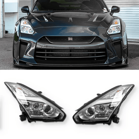 R35 GTR OEM LED Lightning Bolt Head Lights MY17 2008-2023 Pair Kazento Carbon Parts LED lights R35-HEADASSEM-17ST