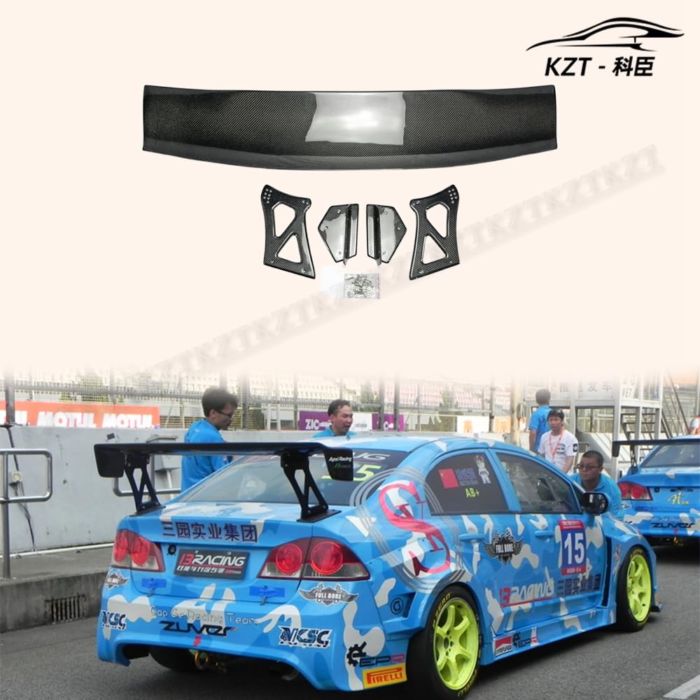 Rear Trunk Spoiler For Honda Civic Fd2 Vtx Gt Wing (Carbon Stand) （Not For Orginal Bolt Holes） Carbon Fiber Car Body Parts Kits Kazento Carbon Parts 车身侧板 FD2-RS-VTX-GT-CF-CF