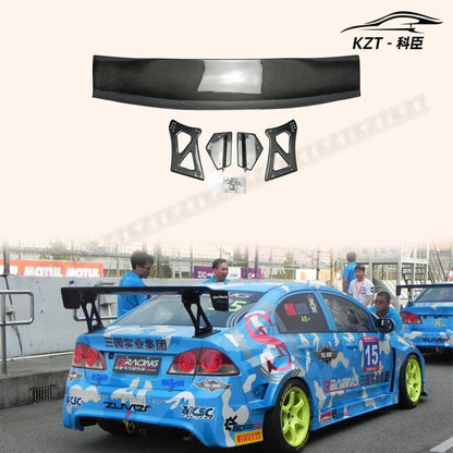 Rear Trunk Spoiler For Honda Civic Fd2 Vtx Gt Wing (Carbon Stand) （Not For Orginal Bolt Holes） Carbon Fiber Car Body Parts Kits Kazento Carbon Parts 车身侧板 FD2-RS-VTX-GT-CF-CF