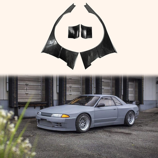 Skyline R32 GTR RB Style Front Fender+Extension (4PCs) Wide Body Kazento Carbon Parts 车身侧板