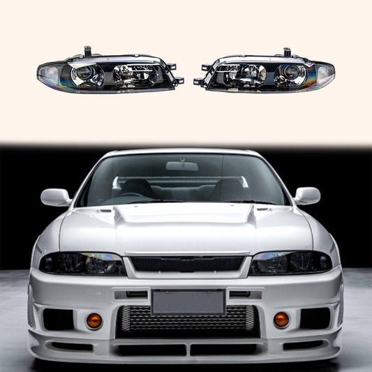 Skyline R33 GTR Black OE ABS Projector Headlight LED(Fits Series1-3) Kazento Carbon Parts ABS + Light LED R33GTR-LIGHT-OE-ABS