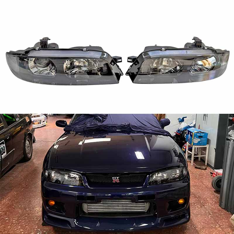 Skyline R33 GTR Black OE ABS Projector Headlight LED(Fits Series1-3) Pair