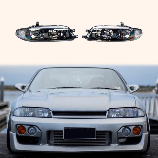 Skyline R33 GTS GTST Black OE ABS Projector Headlight LED 2Pcs Kazento Carbon Parts ABS + Light LED R33GTS-LIGHT-OE-ABS