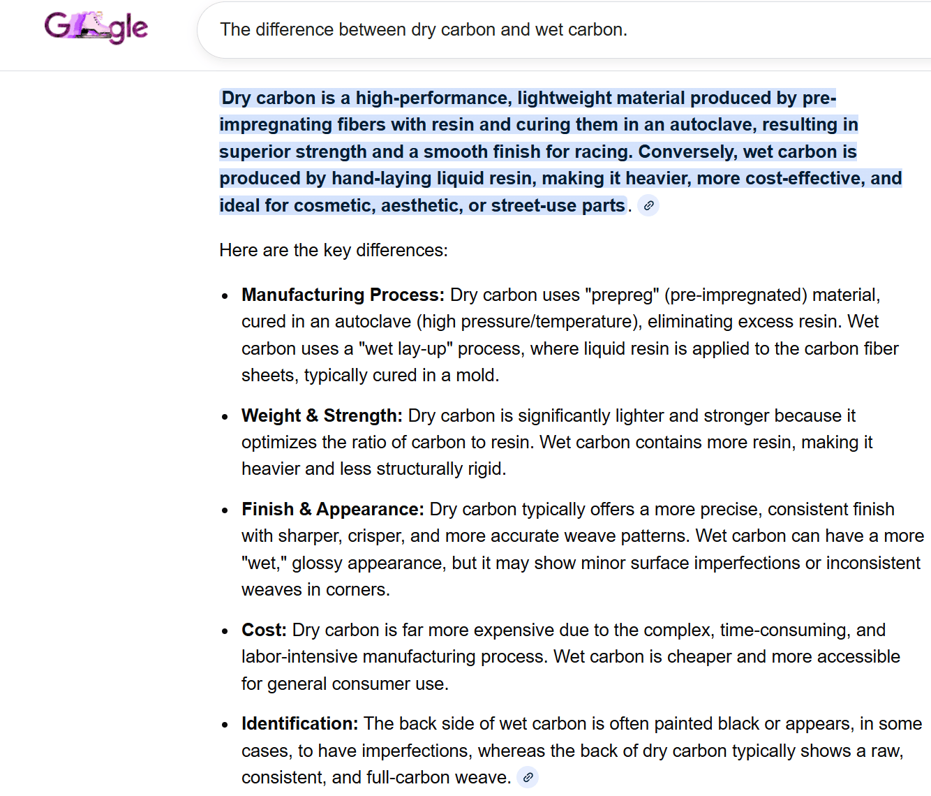 The price difference for upgraded materials